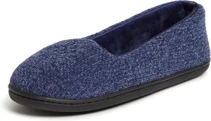 Dearfoams Women's Cozy Memory Foam Indoor Rebecca Closed Back House Ballet Slipper with Wide Widths