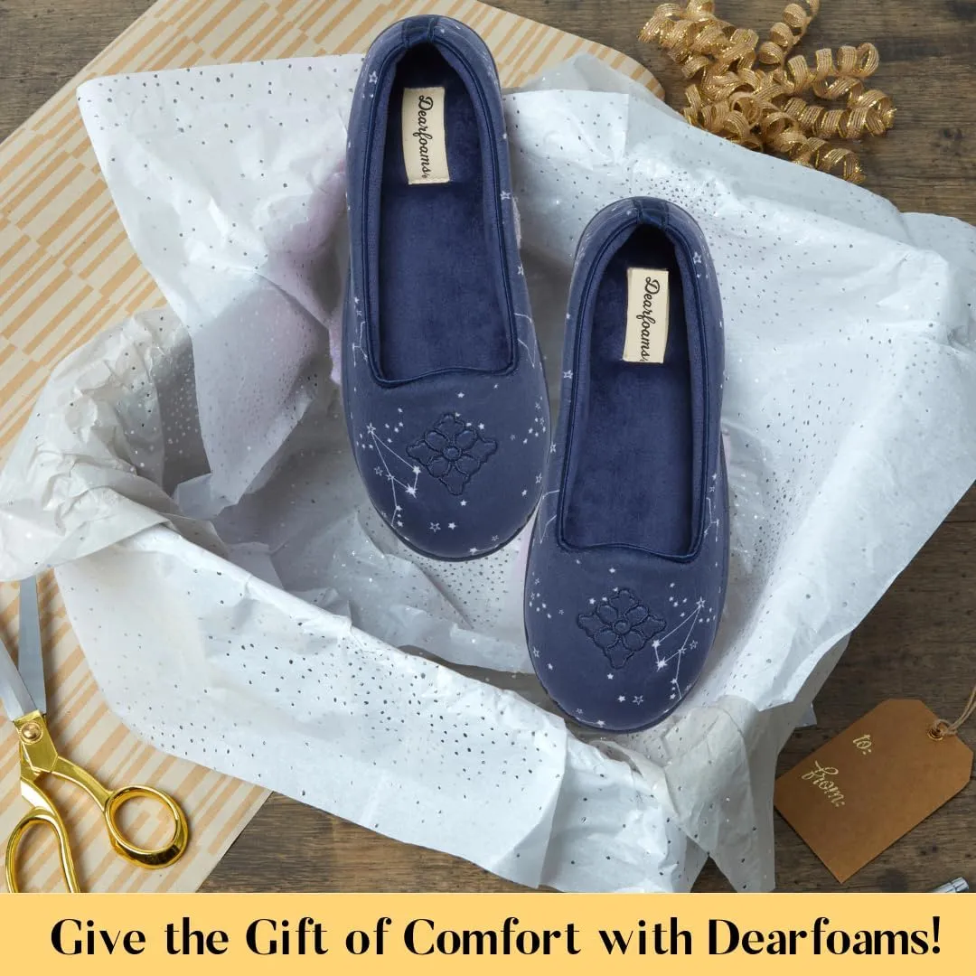 Dearfoams Women's Cozy Memory Foam Indoor Rebecca Closed Back House Ballet Slipper with Wide Widths