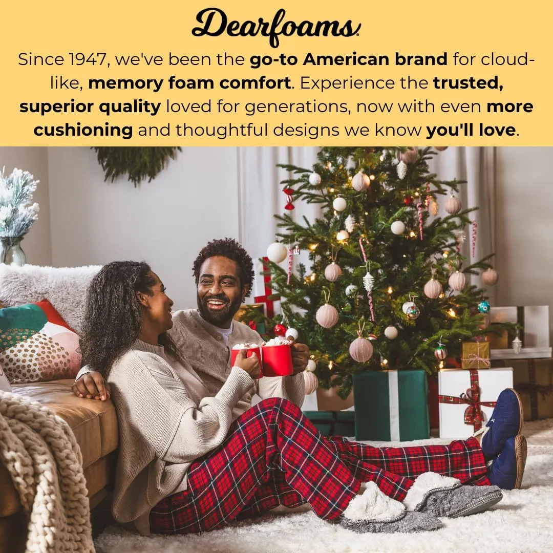 Dearfoams Women's Fuzzy Memory Foam Beth Bedroom Bootie Slipper Sock with Grippers