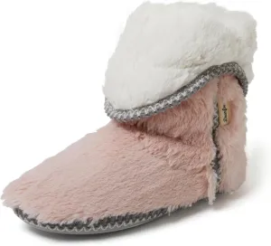 Dearfoams Women's Fuzzy Memory Foam Beth Bedroom Bootie Slipper Sock with Grippers