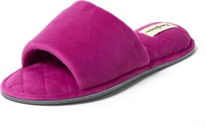 Dearfoams Women's Indoor Fuzzy Memory Foam Cloud Slip On Beatrice House Slide Slipper