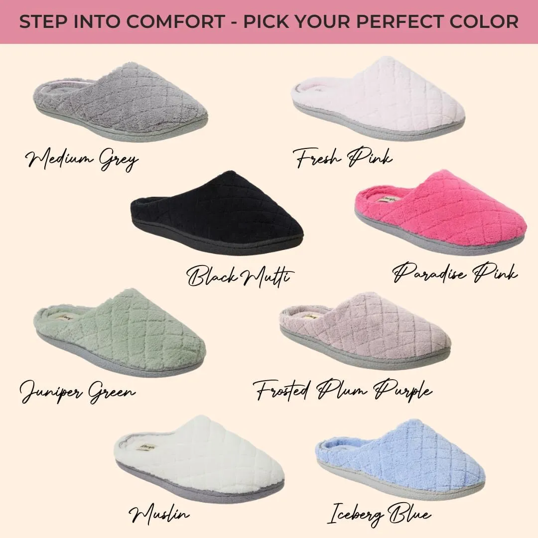 Dearfoams Women's Memory Foam Washable Leslie Clog House Slipper with Wide Widths