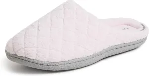 Dearfoams Women's Memory Foam Washable Leslie Clog House Slipper with Wide Widths