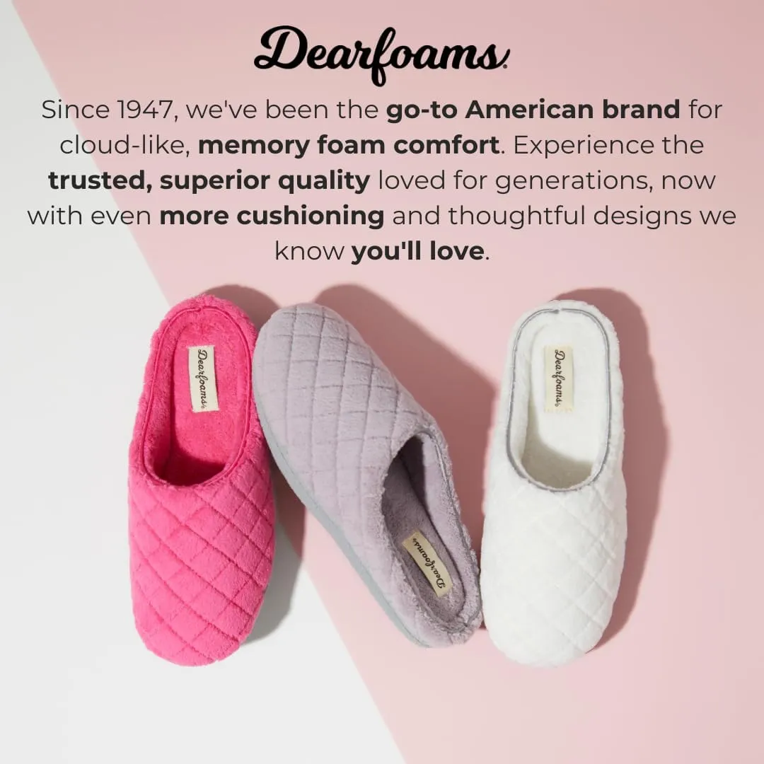 Dearfoams Women's Memory Foam Washable Leslie Clog House Slipper with Wide Widths