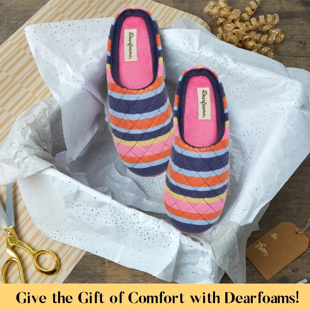 Dearfoams Women's Memory Foam Washable Leslie Clog House Slipper with Wide Widths