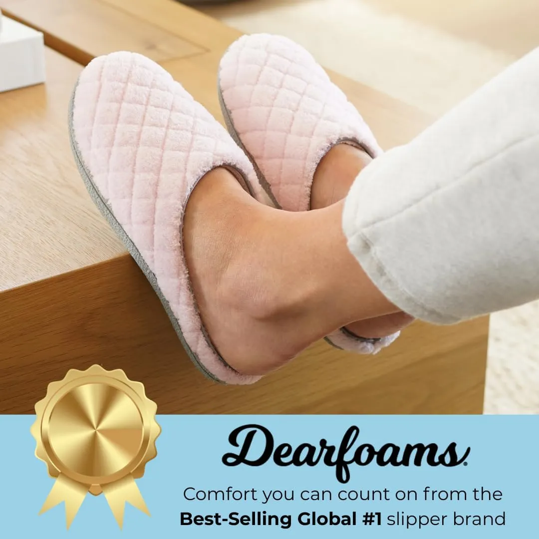 Dearfoams Women's Memory Foam Washable Leslie Clog House Slipper with Wide Widths