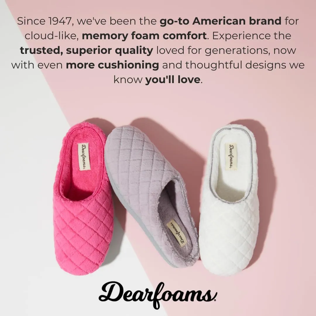 Dearfoams Women's Memory Foam Washable Leslie Clog House Slipper with Wide Widths