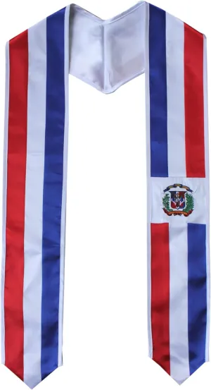 Del Mex Dominican Republic and USA Combo Flag Graduation Sash Stole Country Pride