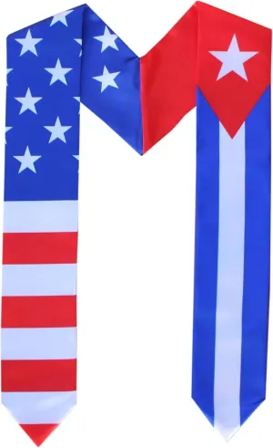 Del Mex Graduation Combination USA Country Flag Stole Sash Scarf Graduate Pride D