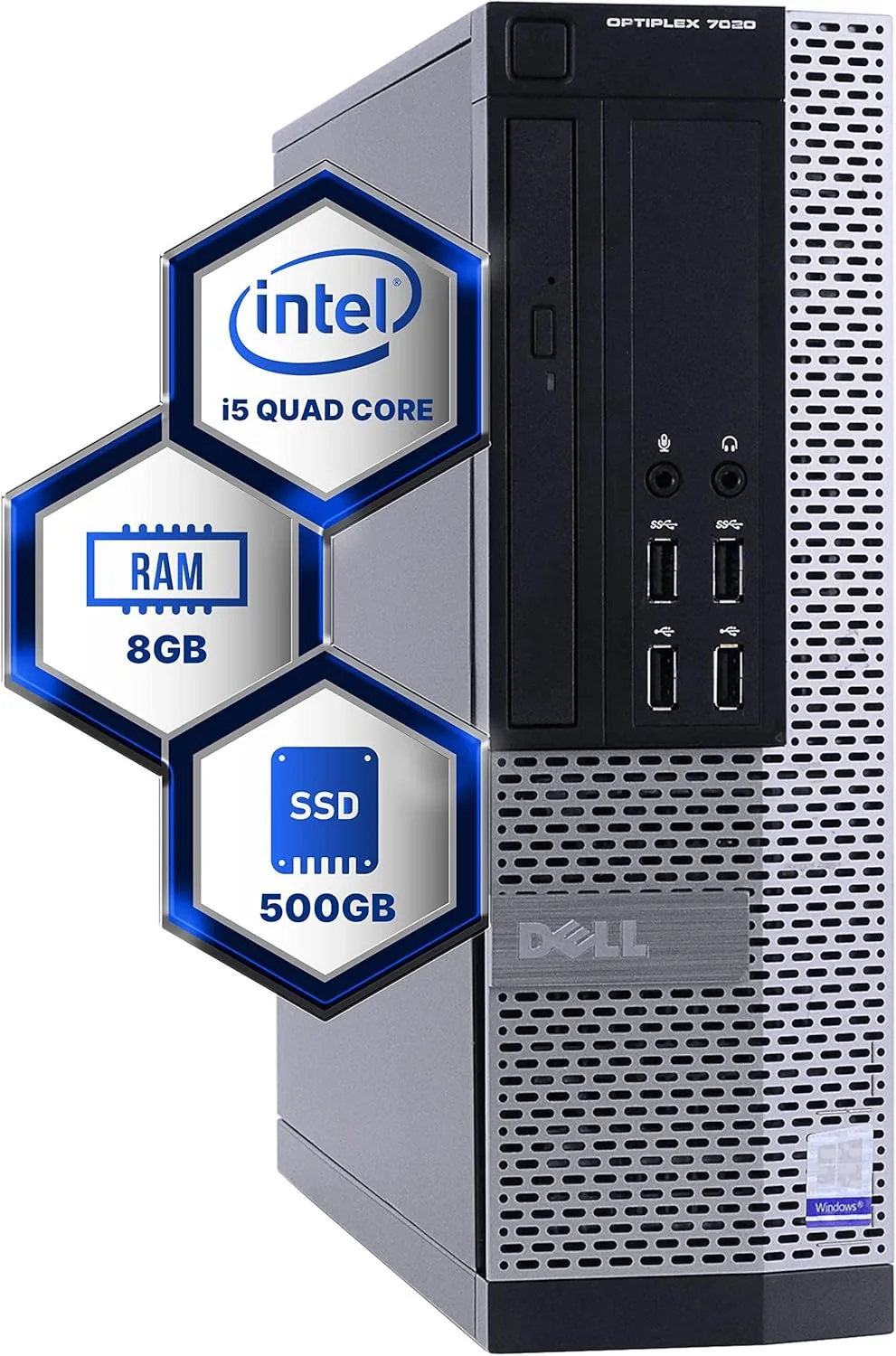 Dell Optiplex 4th Generation Desktop Computer | Quad Core Intel i5 (3.2) | 8GB DDR3 RAM | 500GB SSD Solid State | Windows 10 Professional | Home or Office PC (Renewed)
