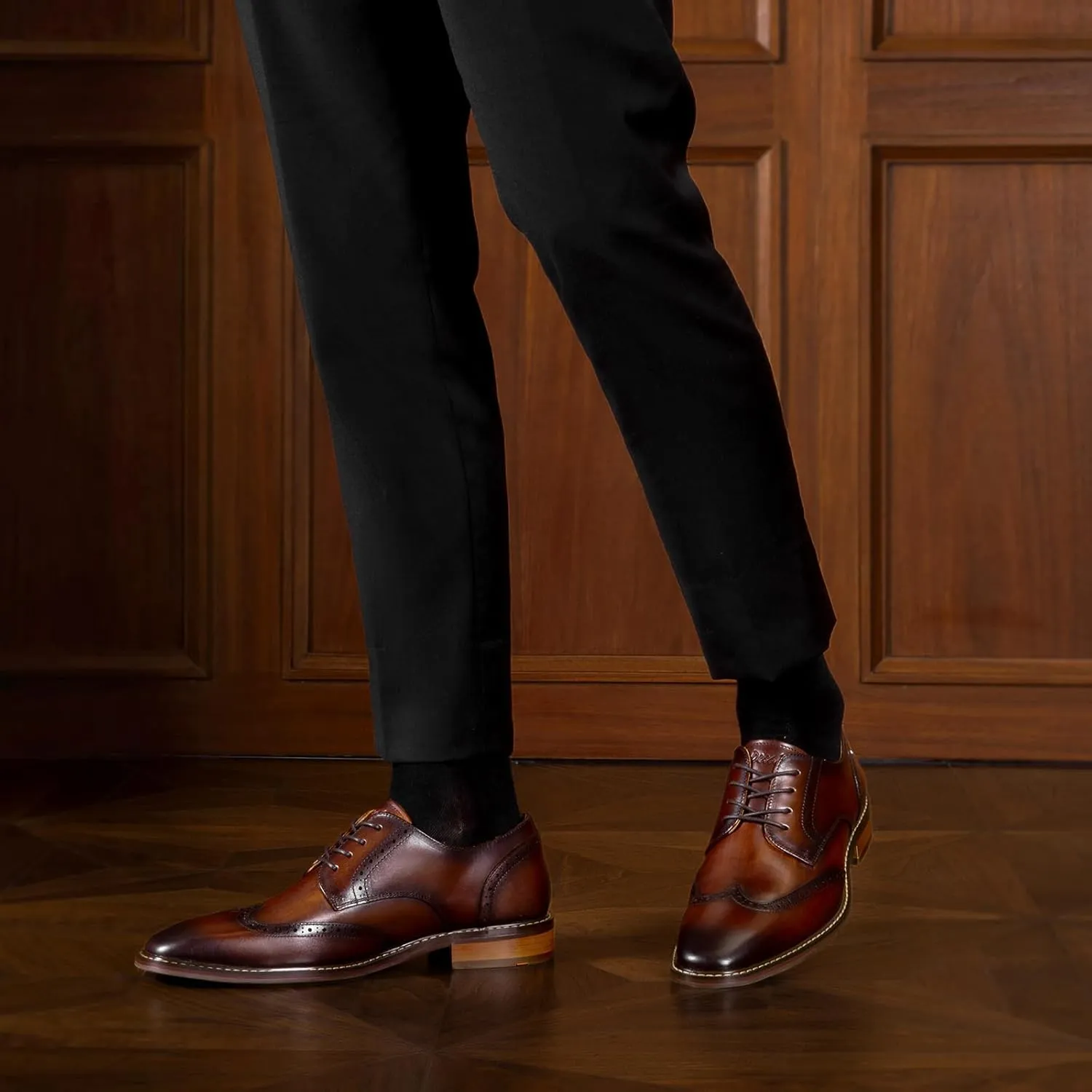 DESAI Men's Classic Oxford Dress Shoes Formal Business Lace-up Full Grain Leather Shoes for Men