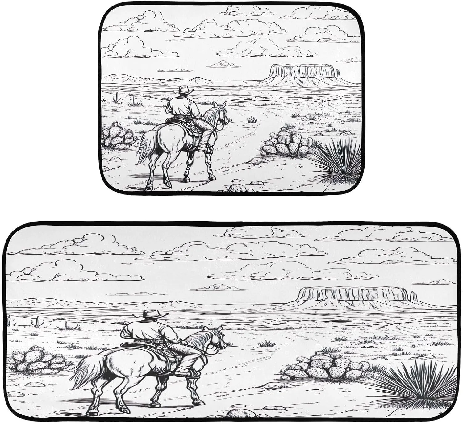 Desert Horseback Riding Kitchen Mats 2 PCS,Non Slip Kitchen Rugs Anti-Fatigue Comfort Standing Mat for Kitchen Floor,Home, Office, Sink, Laundry