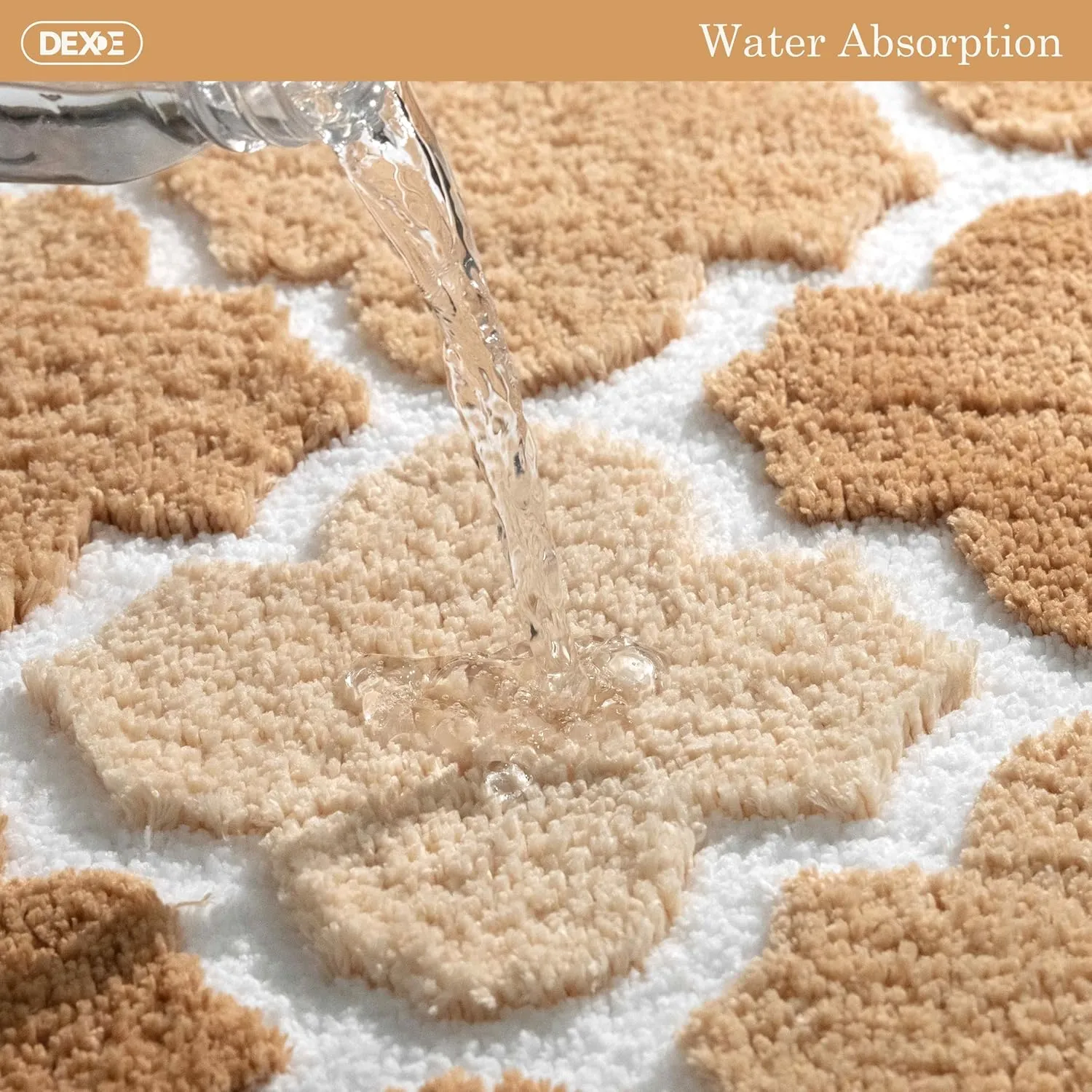 DEXDE Bathroom Rug Non-Slip, Extra Absorbent Shaggy Bath Mat, Machine Washable Soft Plush Throw Rug for Bathroom Floor Tub and Shower, 20" x 32" Beige
