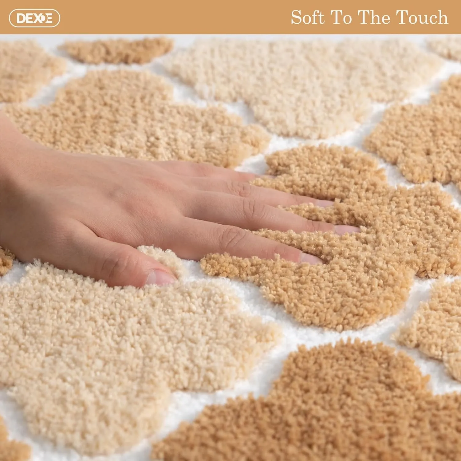 DEXDE Bathroom Rug Non-Slip, Extra Absorbent Shaggy Bath Mat, Machine Washable Soft Plush Throw Rug for Bathroom Floor Tub and Shower, 20" x 32" Beige