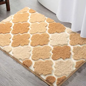 DEXDE Bathroom Rug Non-Slip, Extra Absorbent Shaggy Bath Mat, Machine Washable Soft Plush Throw Rug for Bathroom Floor Tub and Shower, 20" x 32" Beige