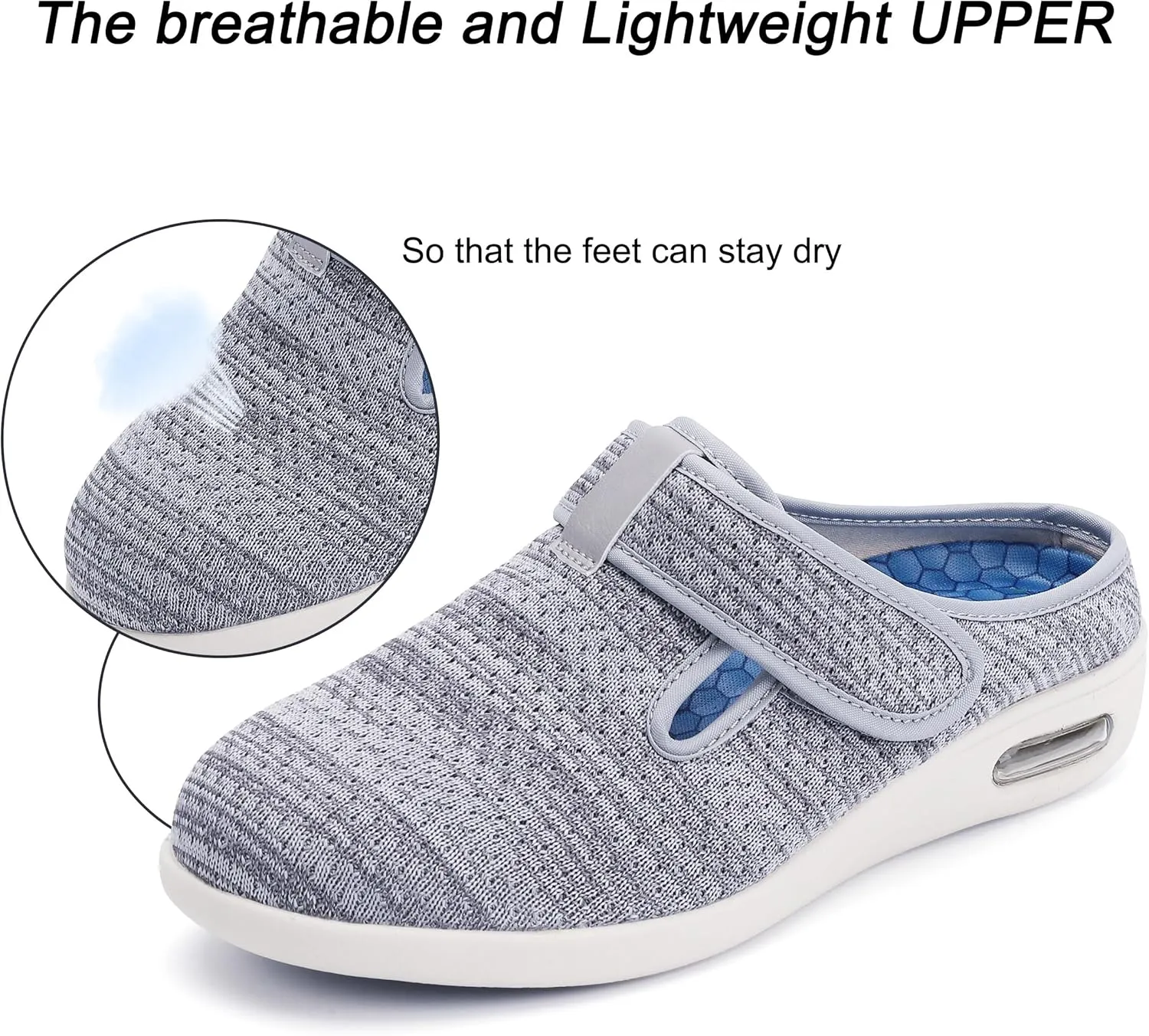 Diabetic Slippers For Women, Women's Wide Width Elderly Shoes, Adjustable Closure Lightweight Breathable, Swollen Feet Fasciitis Edema Walking Shoes