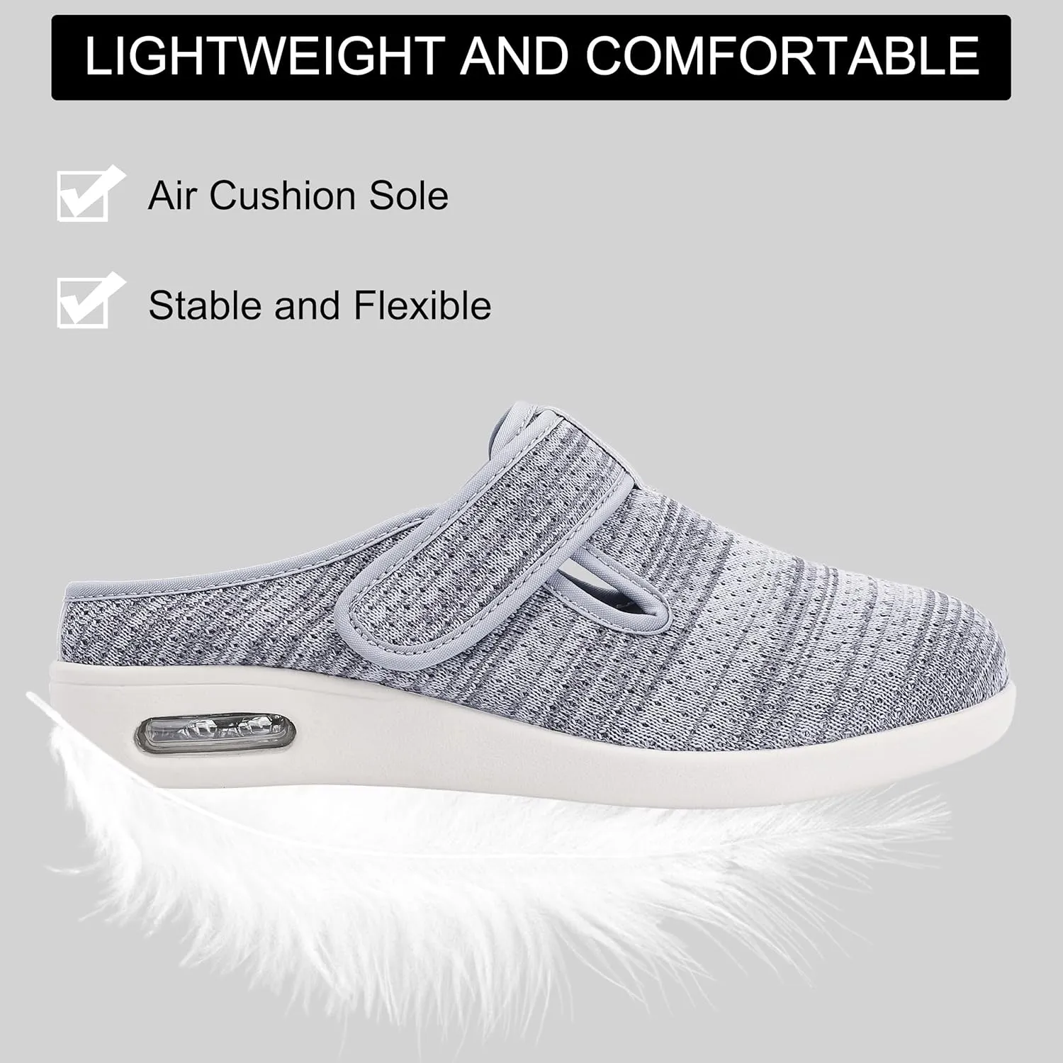 Diabetic Slippers For Women, Women's Wide Width Elderly Shoes, Adjustable Closure Lightweight Breathable, Swollen Feet Fasciitis Edema Walking Shoes