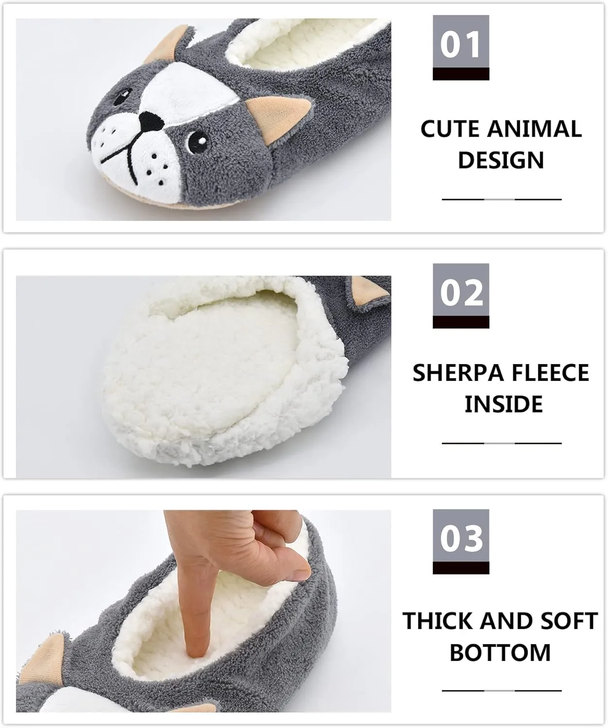 DICUIRD Womens Slipper Socks Low Cut Comfy&Warm Animal Non-skid Bedroom Slippers