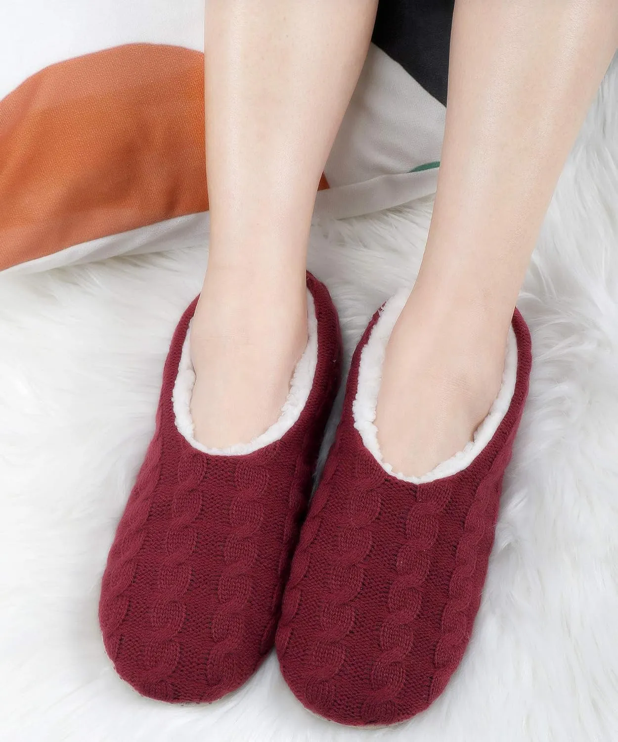 DICUIRD Womens Thick & Warm Slipper Socks with Grippers - Knit House Slippers