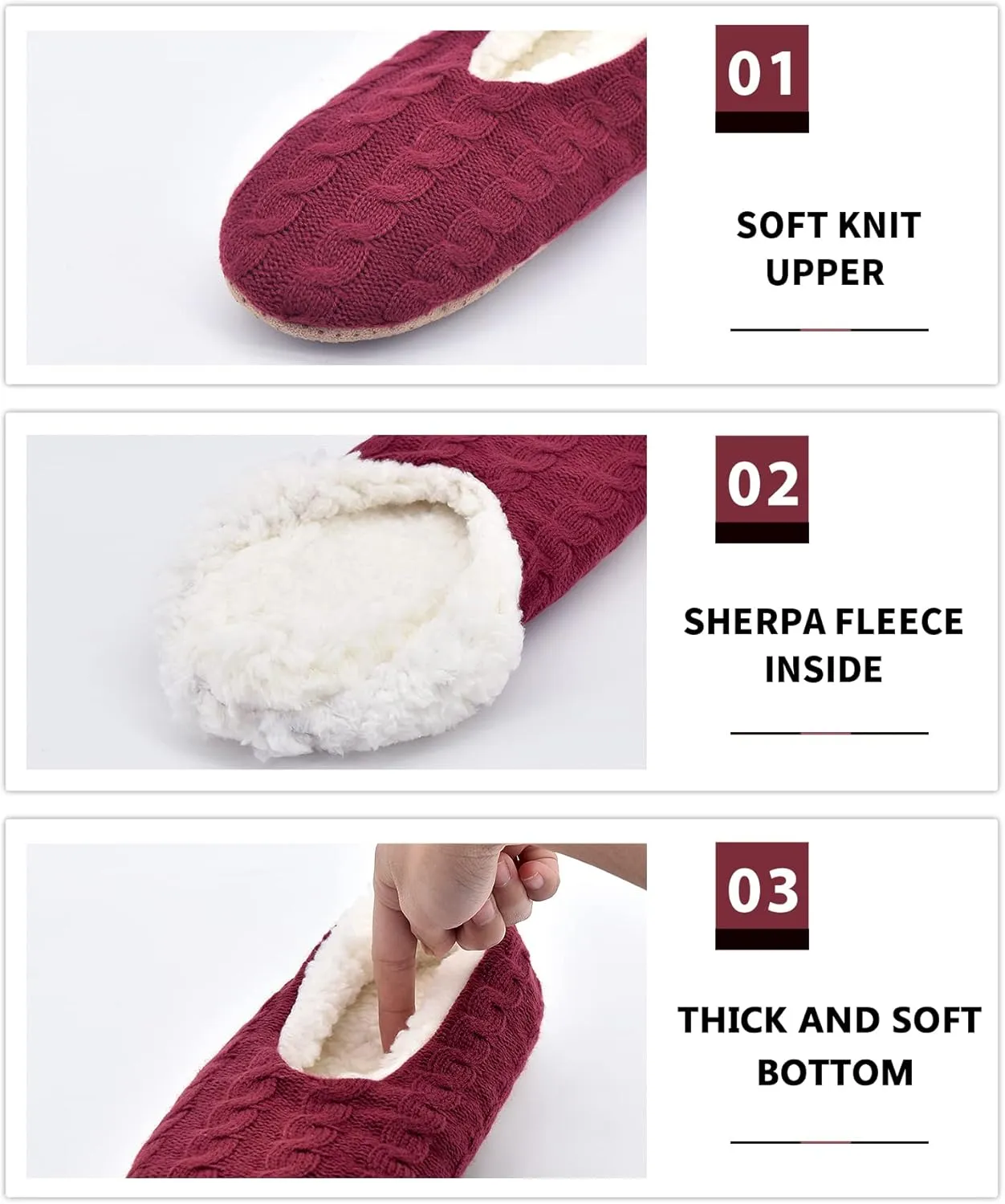 DICUIRD Womens Thick & Warm Slipper Socks with Grippers - Knit House Slippers