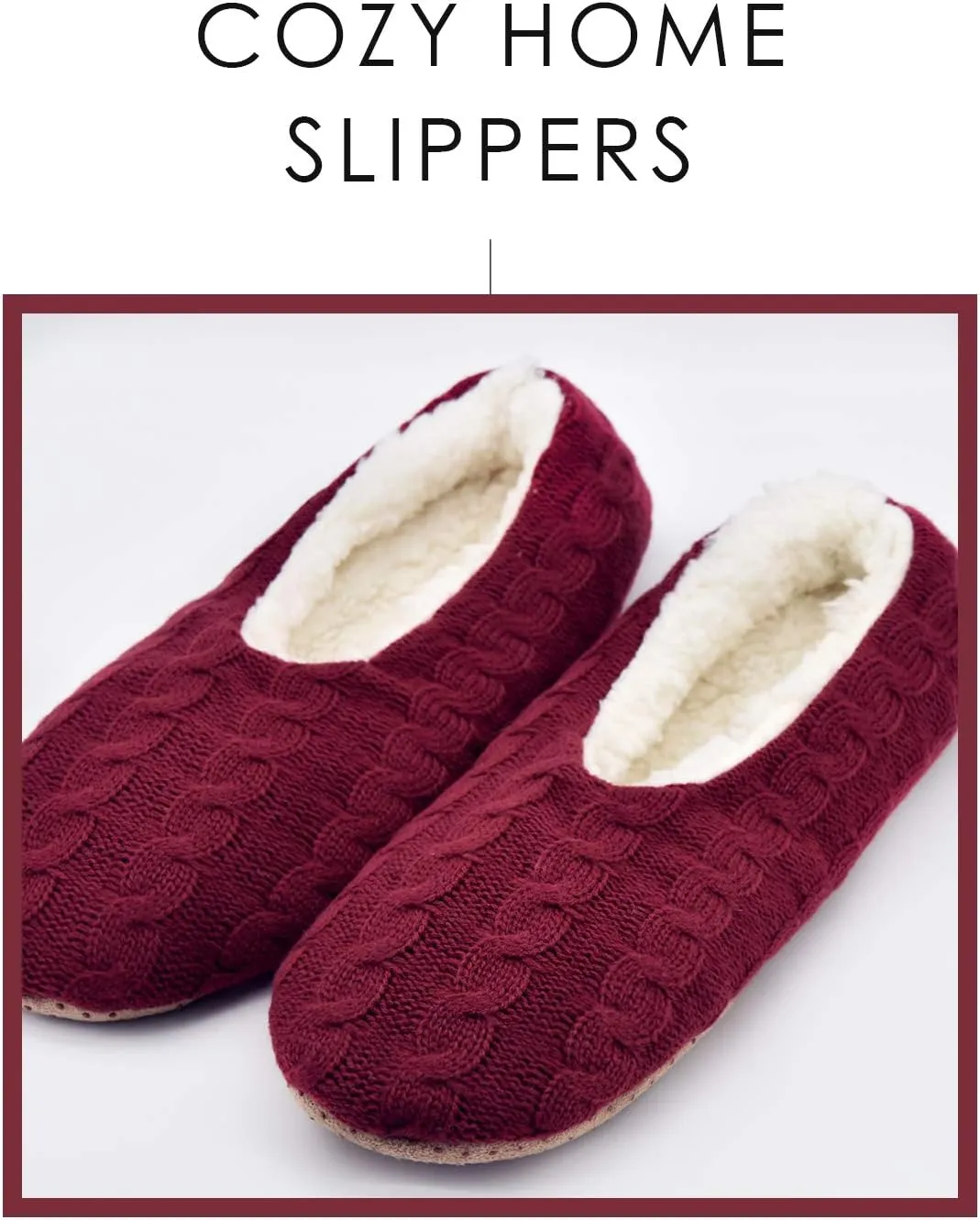 DICUIRD Womens Thick & Warm Slipper Socks with Grippers - Knit House Slippers