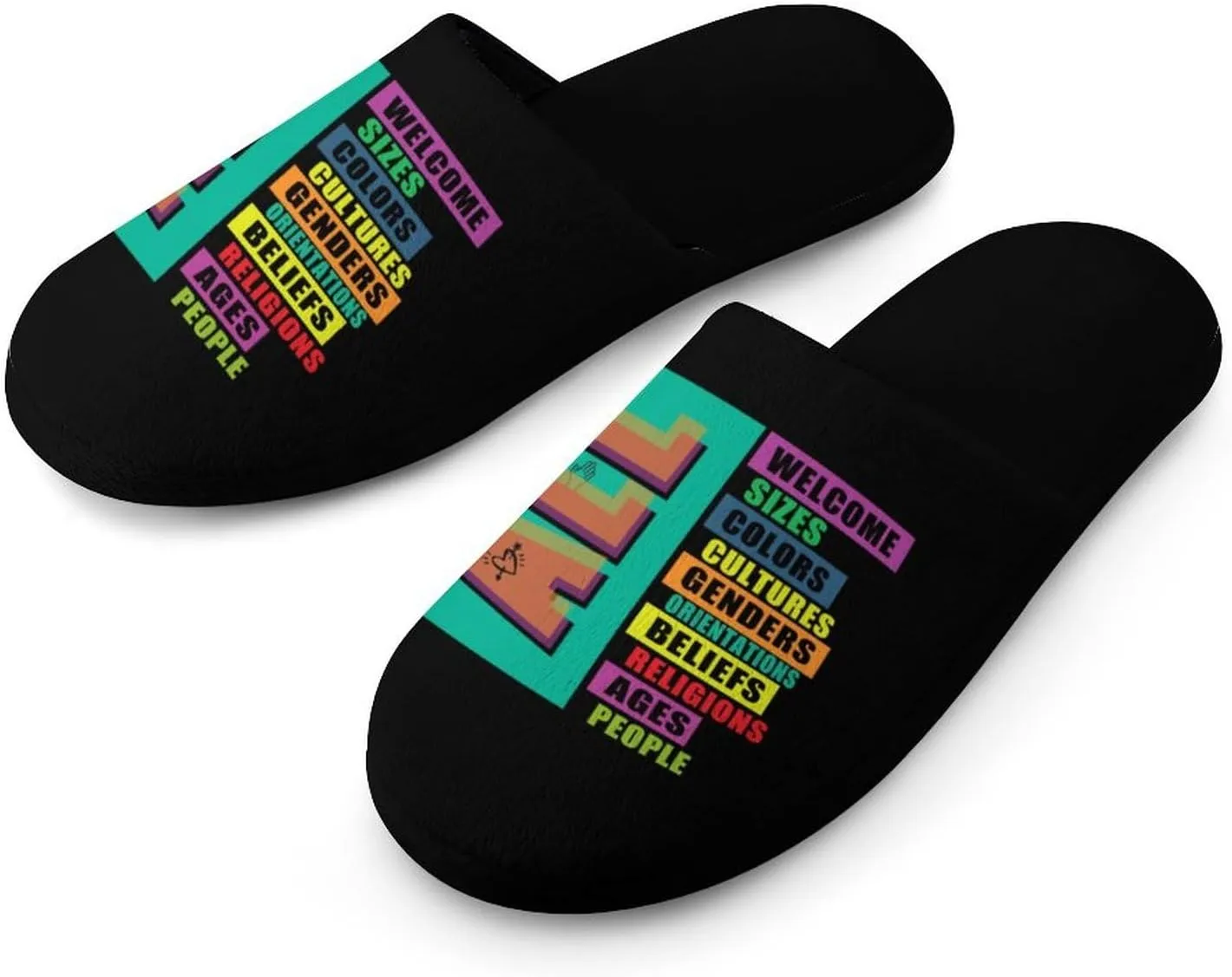 Diversity Motivational Inclusive Classroom Men's Slipper Non Slip Comfortable Winter Warm Home House Shoes Indoor Slippers