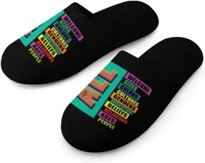 Diversity Motivational Inclusive Classroom Men's Slipper Non Slip Comfortable Winter Warm Home House Shoes Indoor Slippers