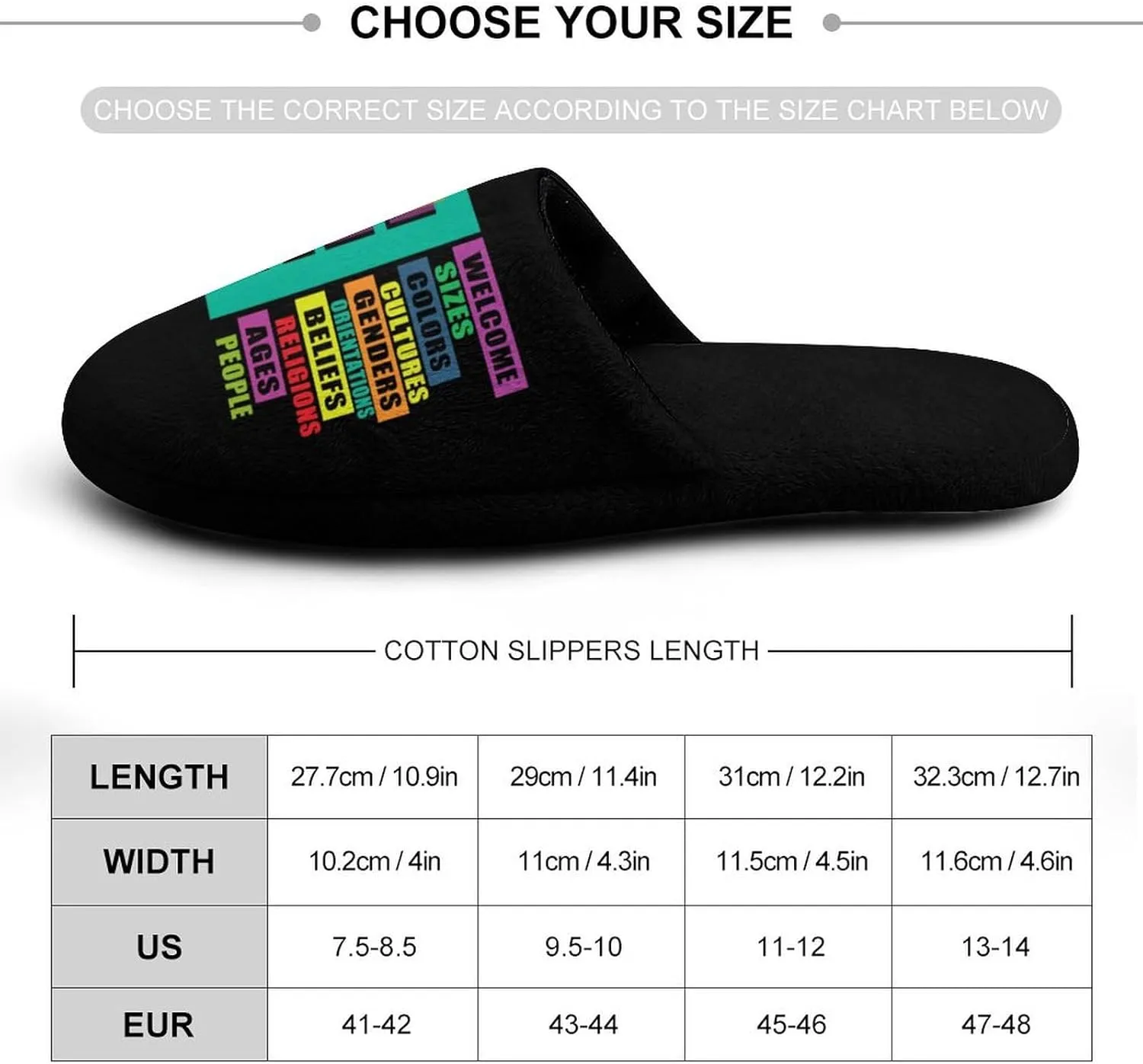 Diversity Motivational Inclusive Classroom Men's Slipper Non Slip Comfortable Winter Warm Home House Shoes Indoor Slippers