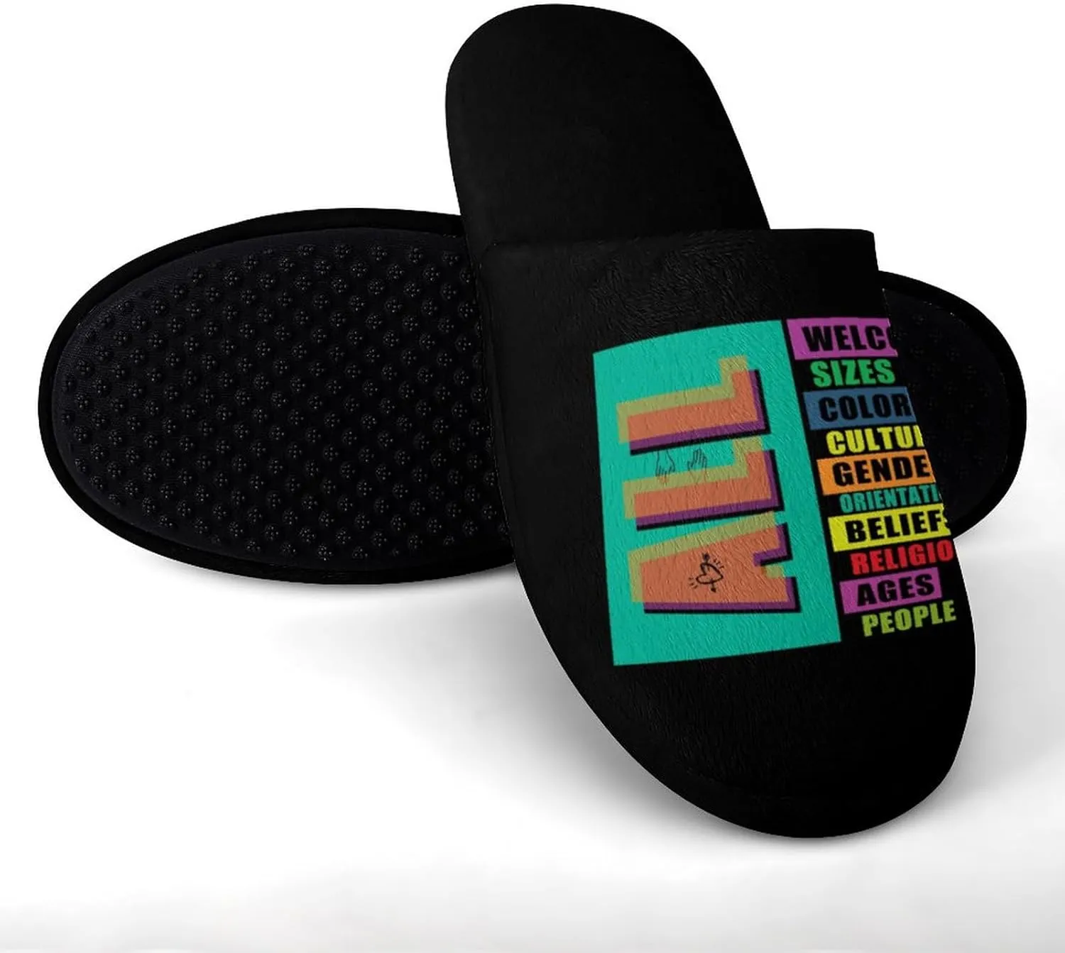 Diversity Motivational Inclusive Classroom Men's Slipper Non Slip Comfortable Winter Warm Home House Shoes Indoor Slippers