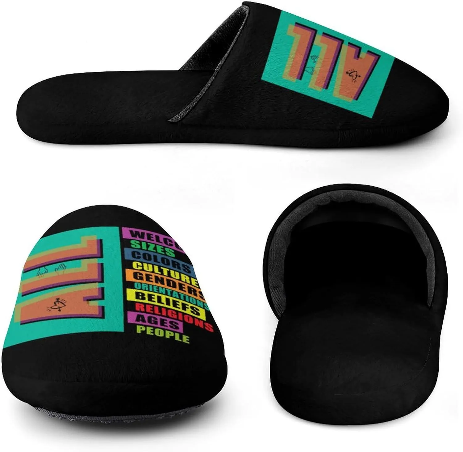 Diversity Motivational Inclusive Classroom Men's Slipper Non Slip Comfortable Winter Warm Home House Shoes Indoor Slippers