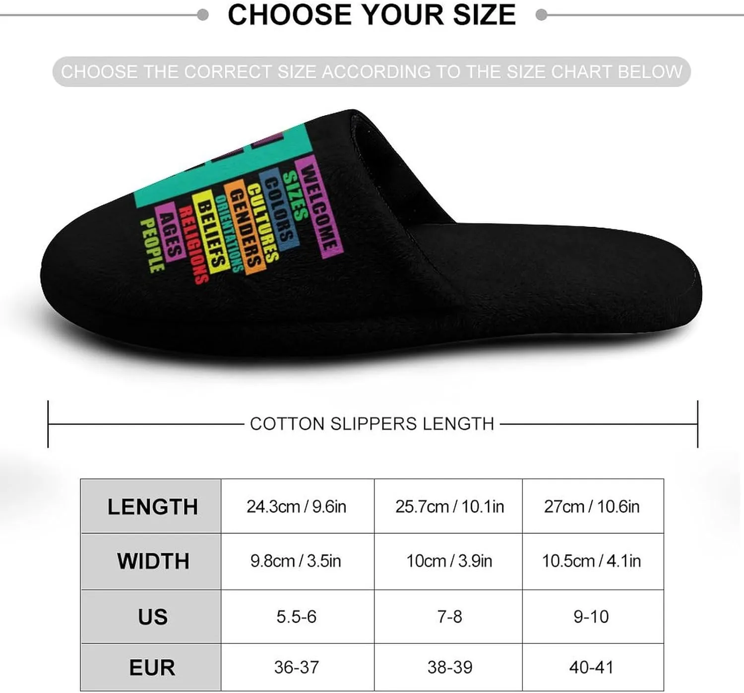 Diversity Motivational Inclusive Classroom Women's Slipper Non Slip Comfortable Winter Warm Home House Shoes