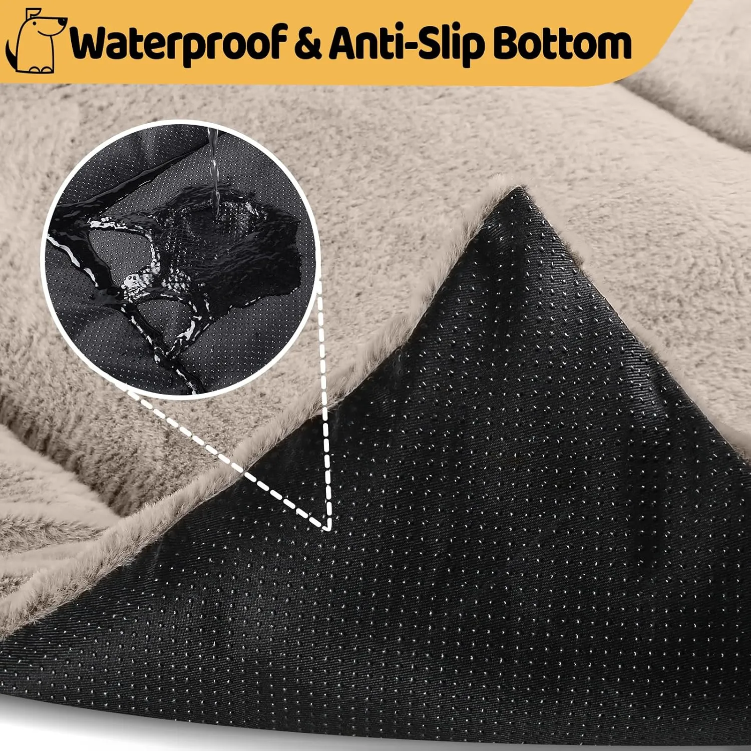 Dog Crate Pad, Kennel Bed Crate Mat for Small Dogs, Washable Cute Pet Bed for Dog Cage, Ultra Soft Flat Puppy Cat Kitten Pillow Cushion for Sleeping Anti-Slip (36" x 23", Brown