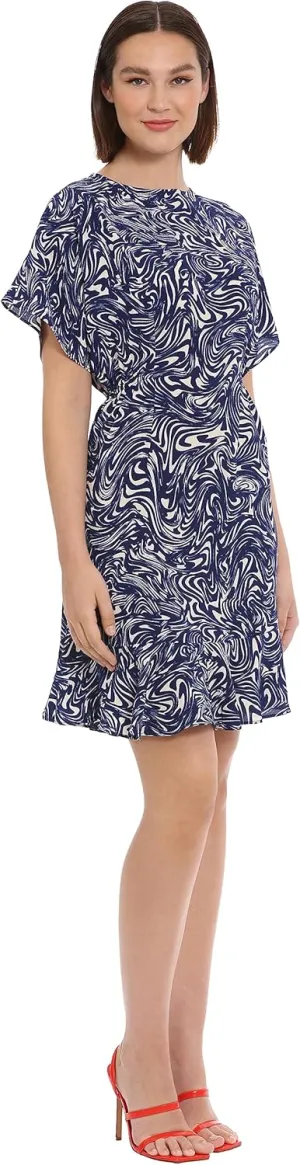 Donna Morgan Women's Boat Neck Kimono Sleeve Ruffle Hem Dress