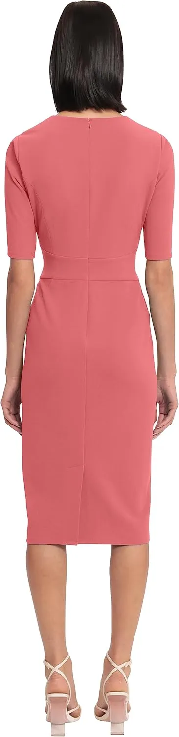 Donna Morgan Women's Curved Waist Seam Crepe Workwear Dress Career Office Desk to Dinner Event Occasion Guest of