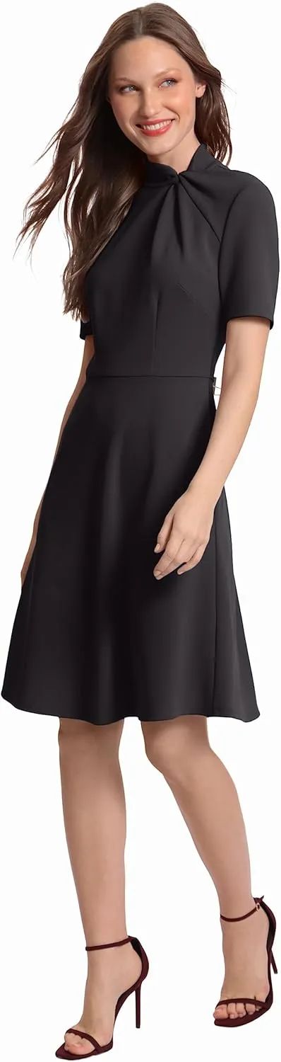 Donna Morgan Women's Mock line Dress with Twist Neck Detail