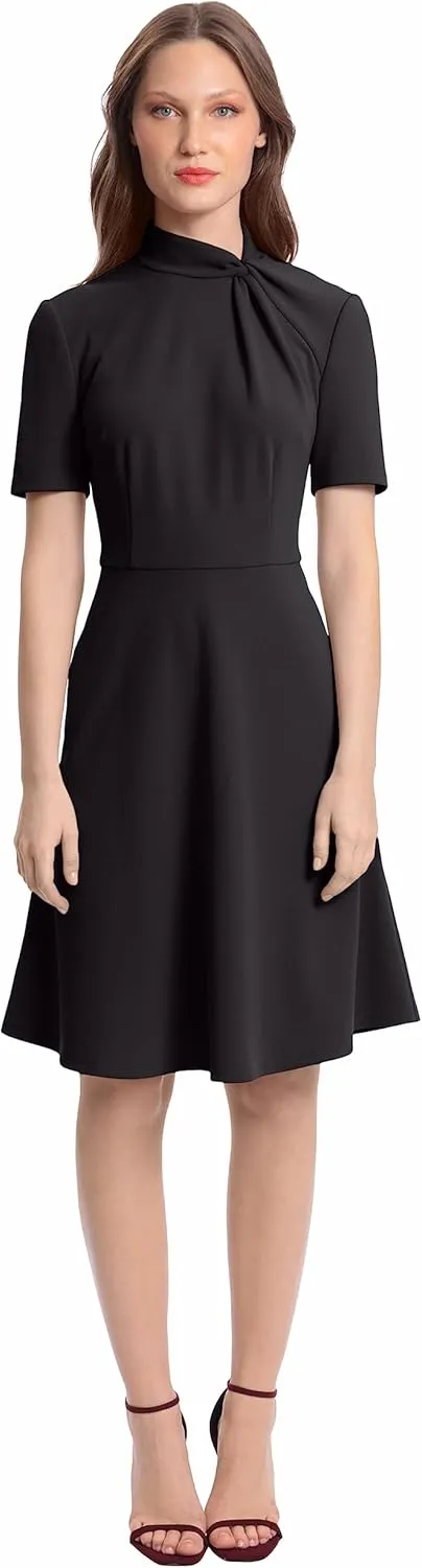 Donna Morgan Women's Mock line Dress with Twist Neck Detail