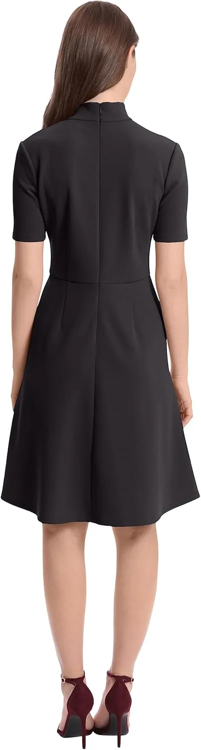 Donna Morgan Women's Mock line Dress with Twist Neck Detail
