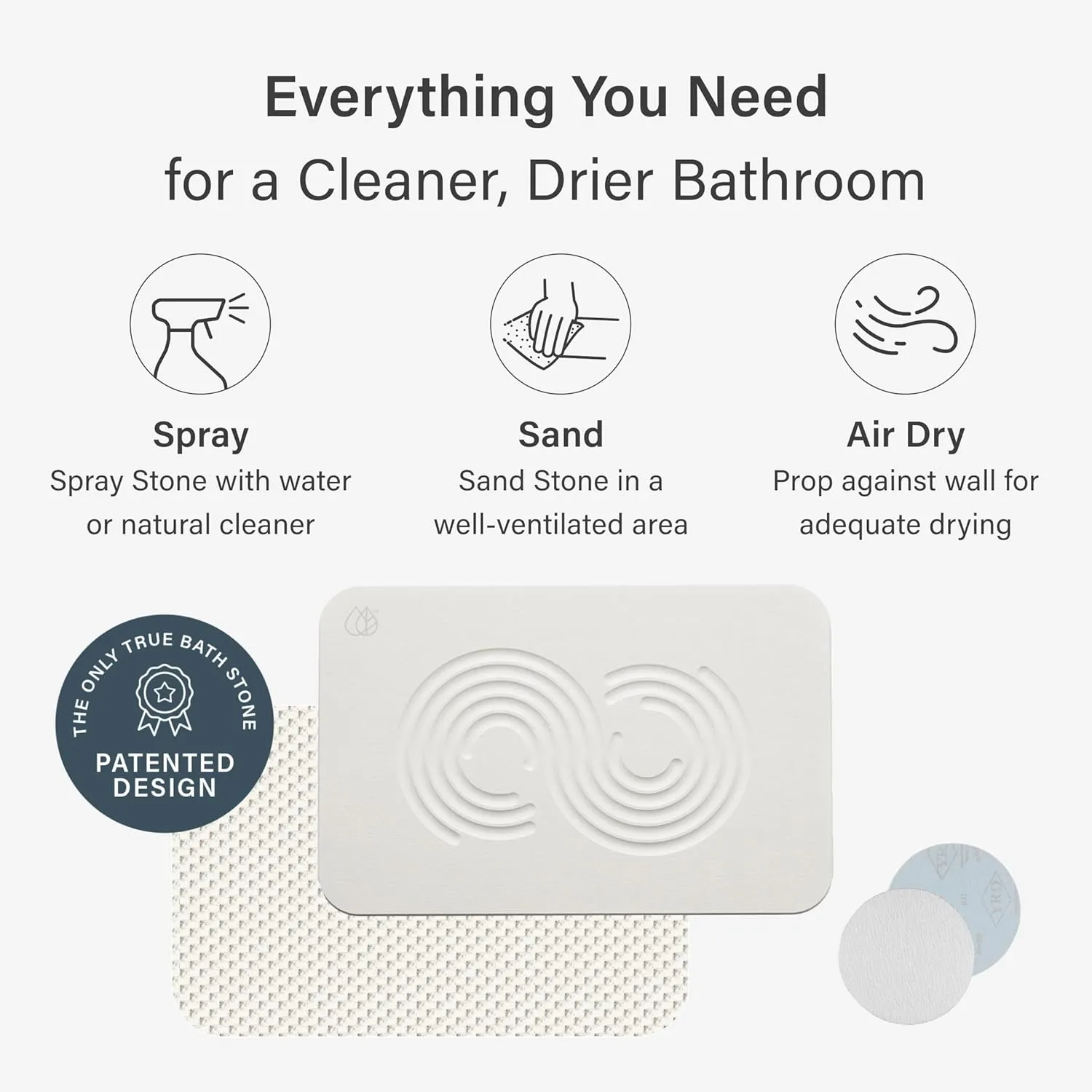 Dorai Home Bath Stone Mat 23.6"x15.4" – Quick-Dry, Non-Slip Diatomite Stone Bath Mat for Bathroom, Zen Sandstone