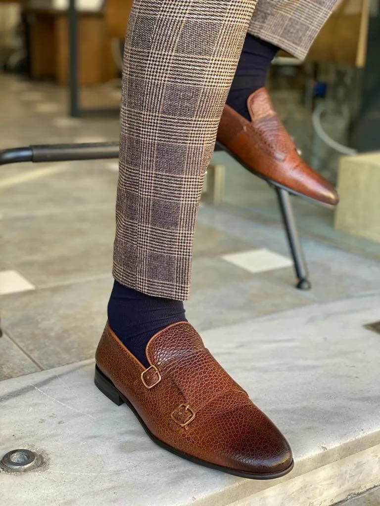 Double Buckle Brown monk straps