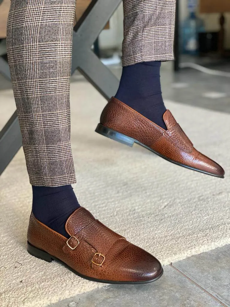 Double Buckle Brown monk straps