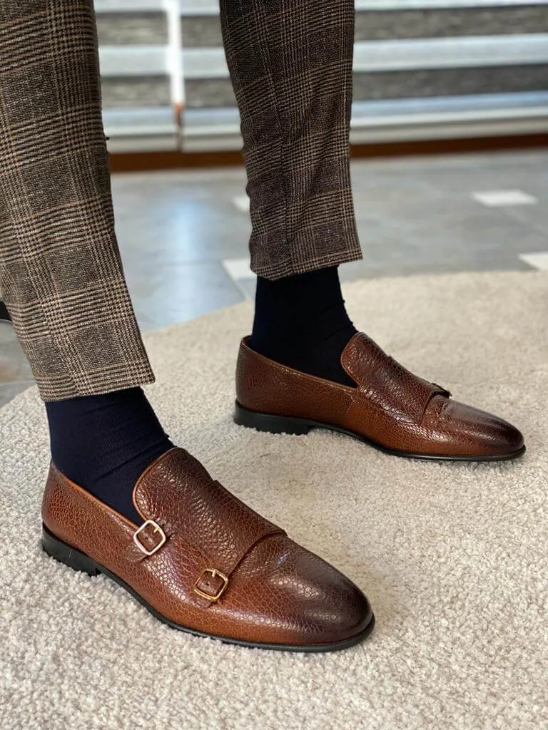 Double Buckle Brown monk straps
