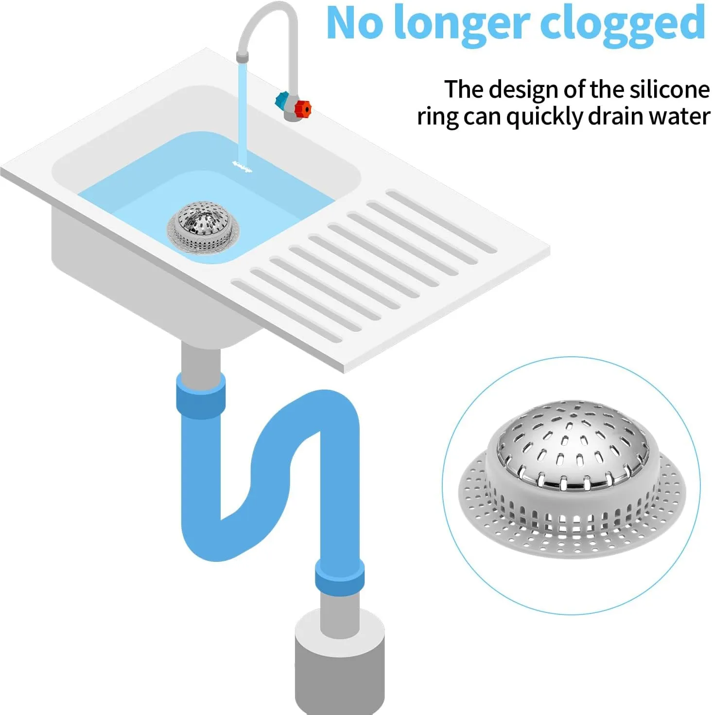 Drain Hair Catcher, Upgraded Drain Catcher with Silicone Designed for Regular Drains, Catch Hair Easily Without Slowing Drainage, Prevent Clogging Plug Hole Hair Catcher (Large)