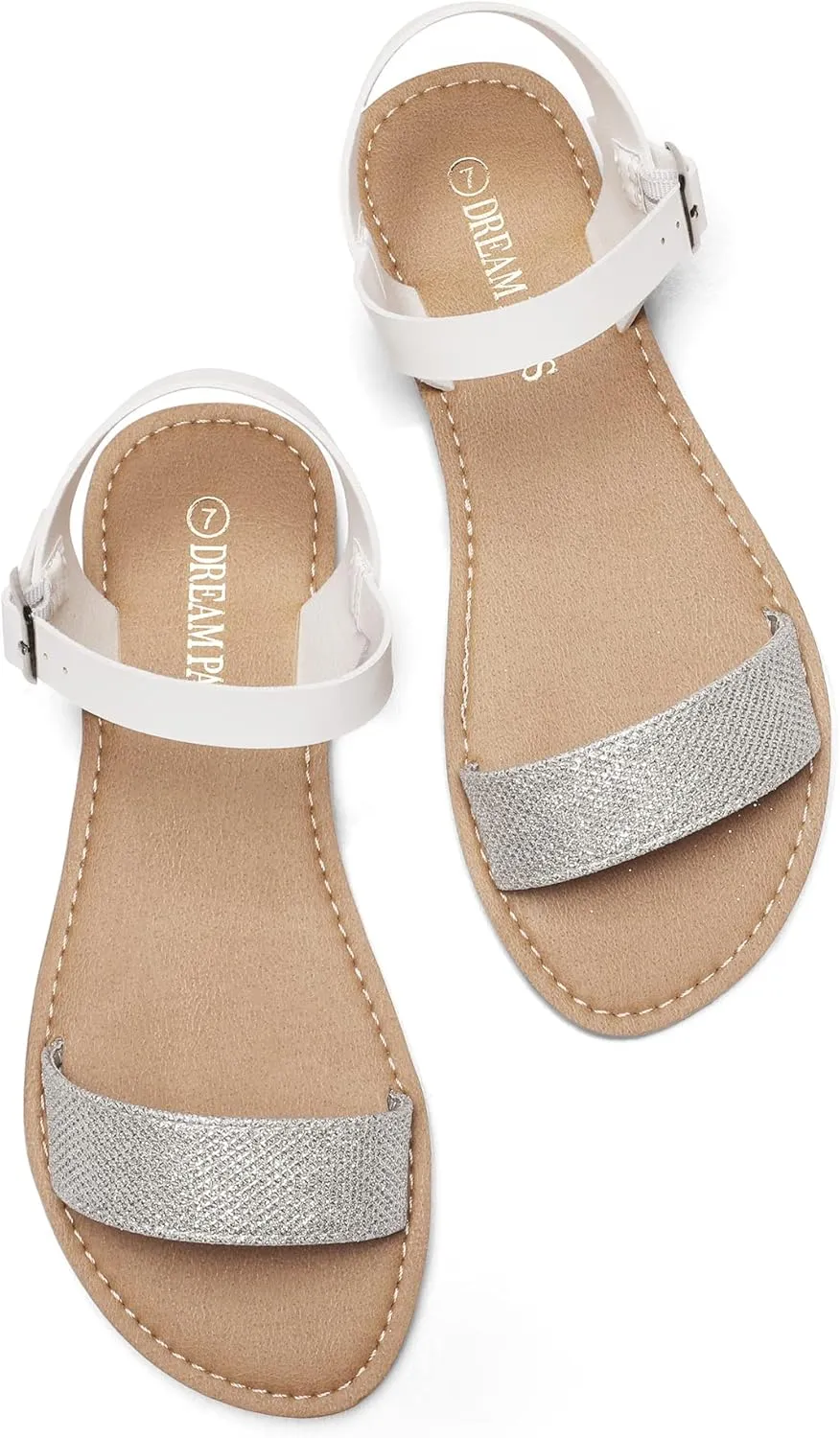 DREAM PAIRS Women's Ankle Strap Flat Sandals Open Toes One Band Buckle Summer Dressy Sandals