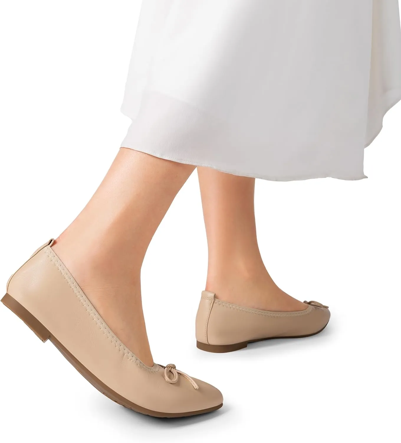DREAM PAIRS Women's Foldable Flats Shoes Pointed Toe Ballet Flats Bowknot Comfort Slip on Dress Shoes