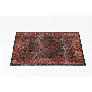 DRUMnBASE Vintage Persian Style Drum Rug VP130-RBL Red Black 4.26' x 3'