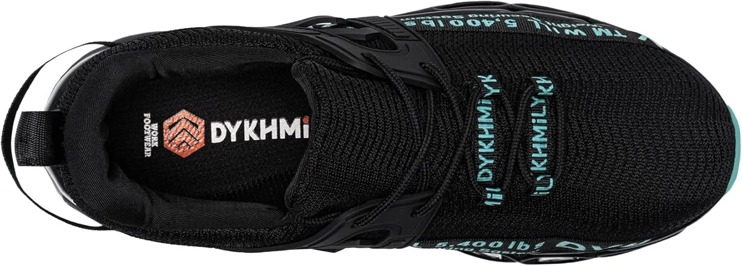 DYKHMILY Steel Toe Wide Sneakers for Women Lightweight Safety Shoes Breathable Slip on Work Shoe