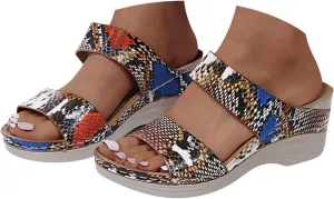 Eduavar Womens Sandals Casual Dressy Summer Platform Arch Support Shoes Bohemian Slippers Anti-Slip Comfortable Sandals