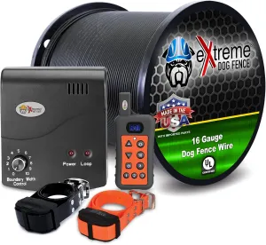Electric Dog Fence   Remote Trainer - 2 Dog / 1000' of 16 Gauge Underground Dog Fence Wire (Up to 1 Acre) - Dual Solution to Contain and Train Your Dog(s) with a Single Collar…