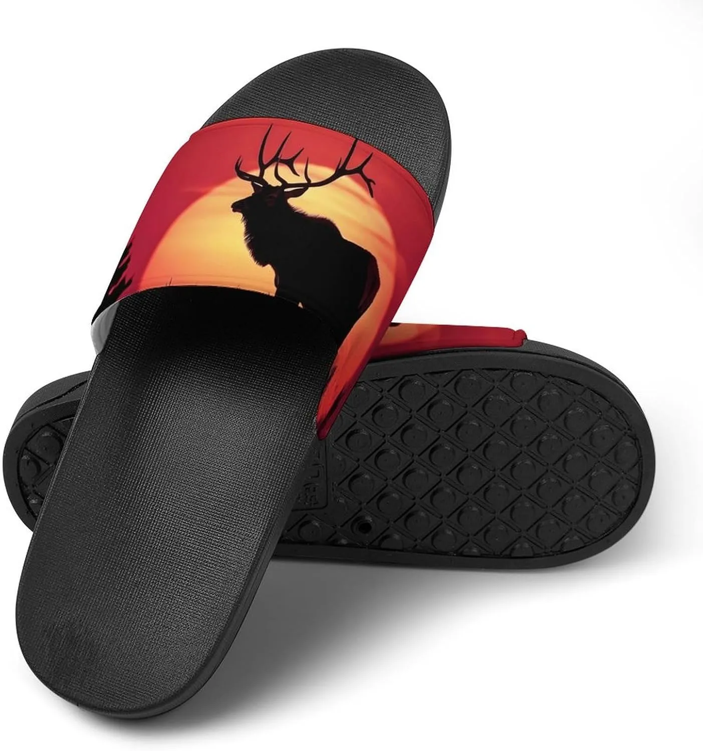 Elk in The Sunset Slippers for Women Men Anti-Slip Shower Slides Open Toe Slippers for Home Outdoor Beach