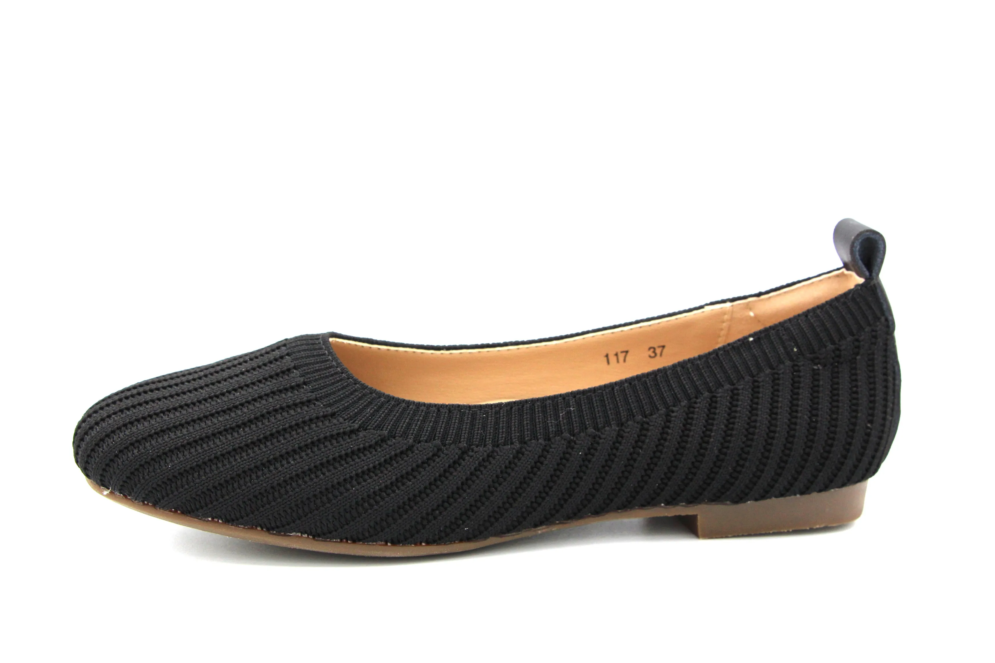 Emerald  Black Fabric Ballet Flat 117